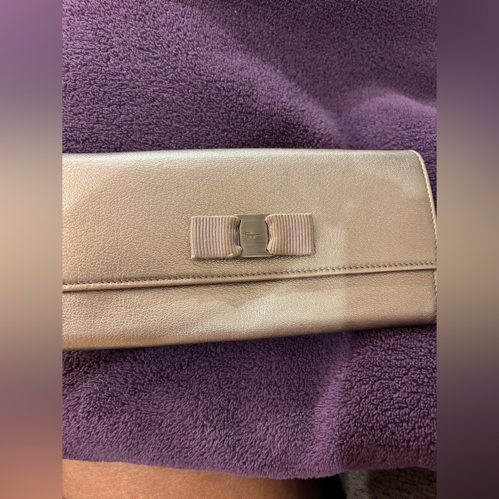 Salvatore Ferragamo Metallic Gold Clutch